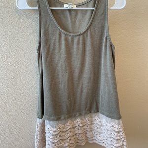 Green Embroidered Tank Top